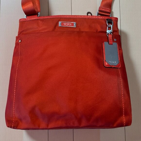 TUMI Nylon Crossbody Bag Orange Adjustable Strap Travel Organizer Purse - Picture 2 of 15